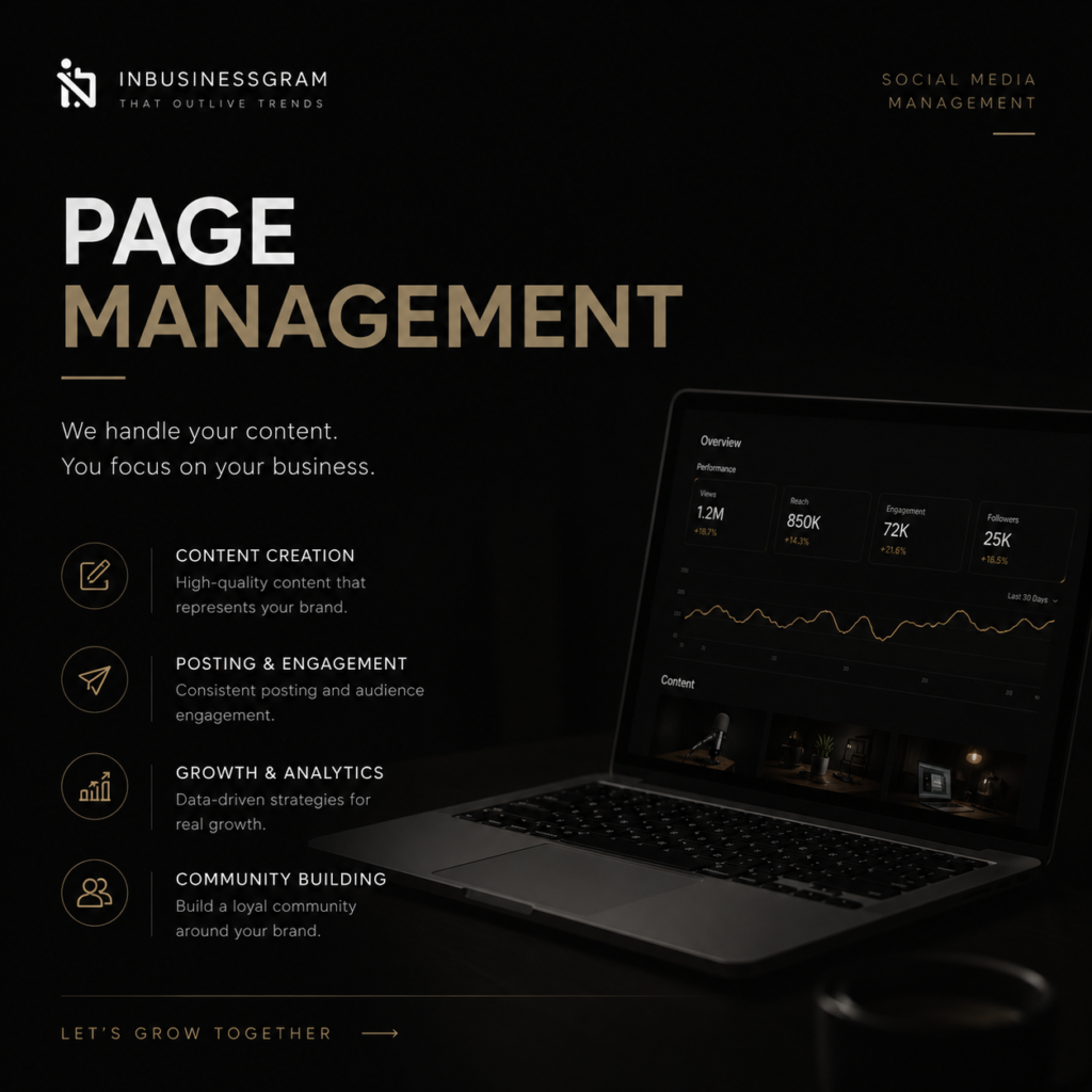 Instagram page management services by InBusinessGram — content posting, growth, and engagement handled for brands